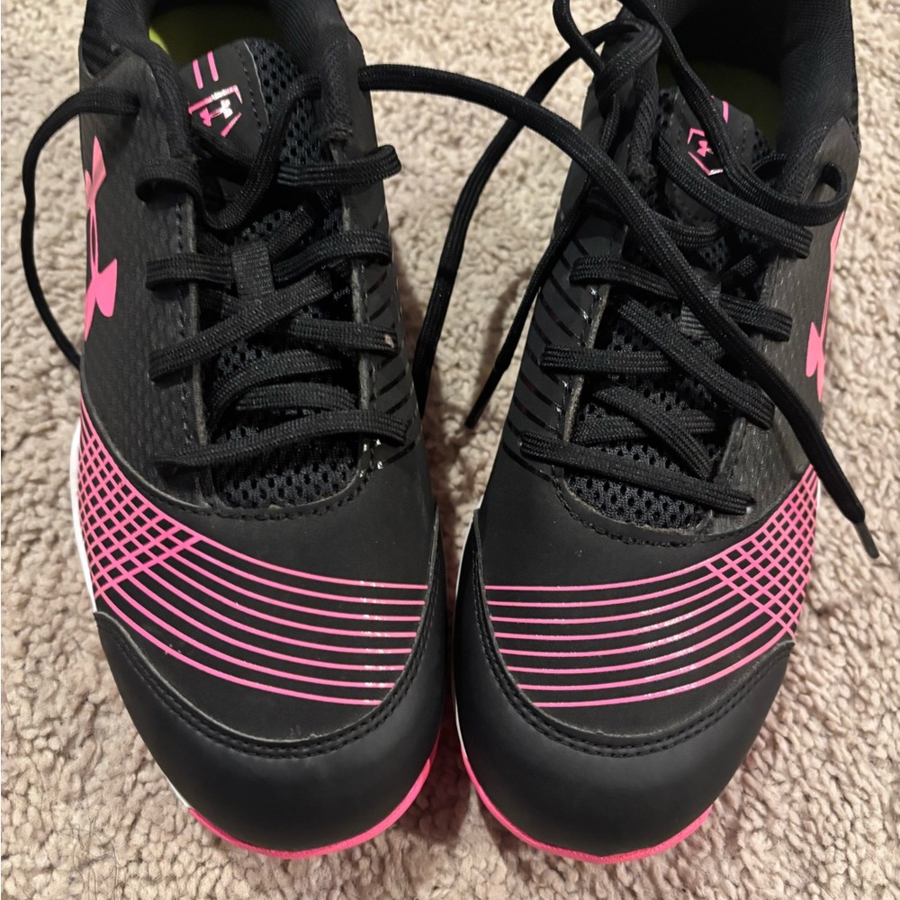 Girls Under Armour Softball cleats Black with Pink Highlights
